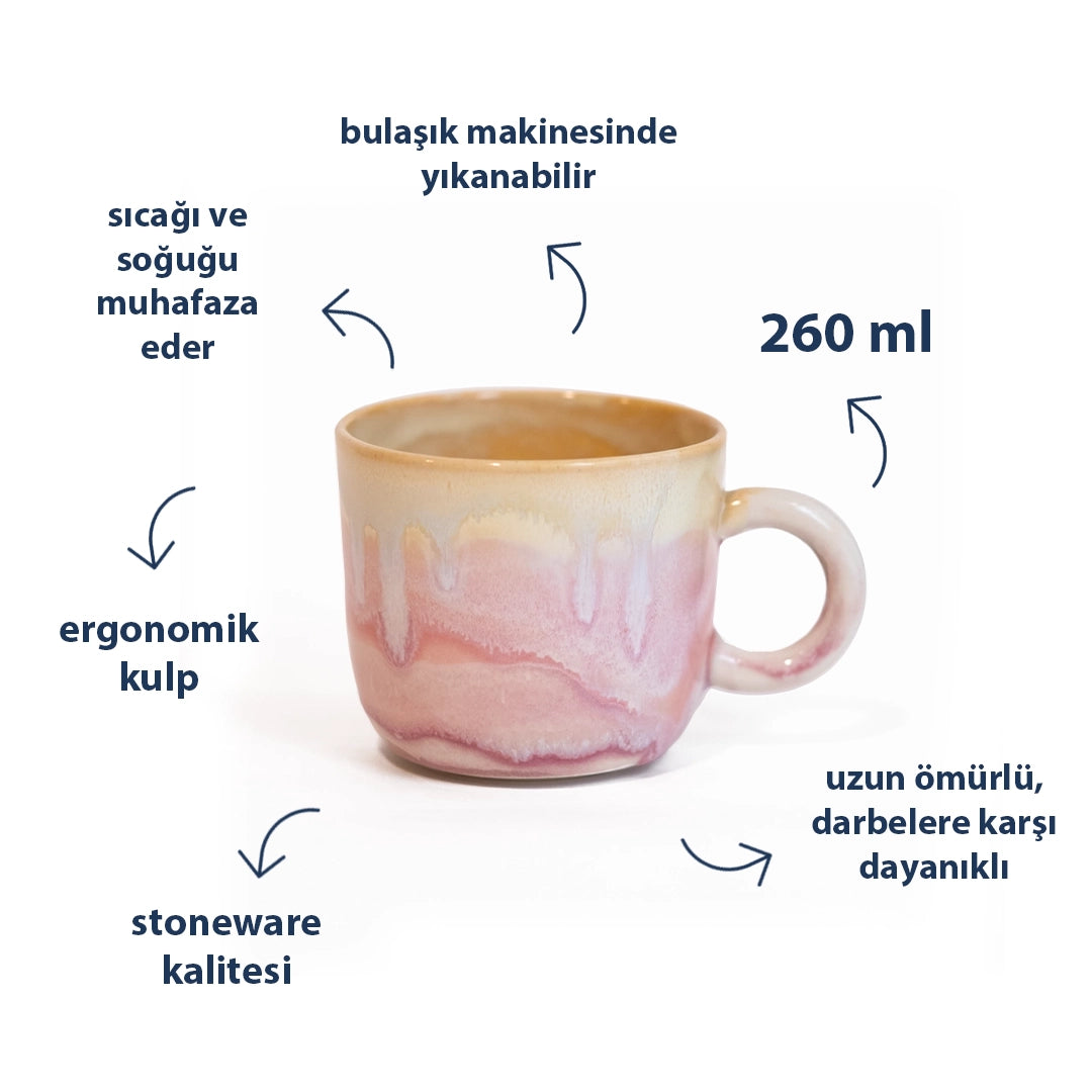 Stoneware Kupa - Müdavim Pembe