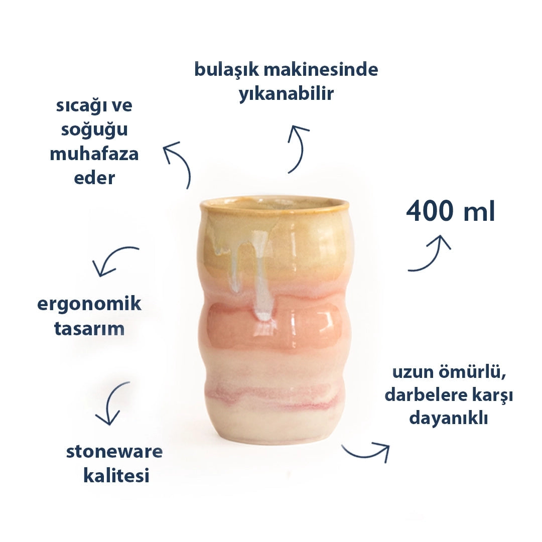Stoneware Lungo Bardak - Müdavim Pembe