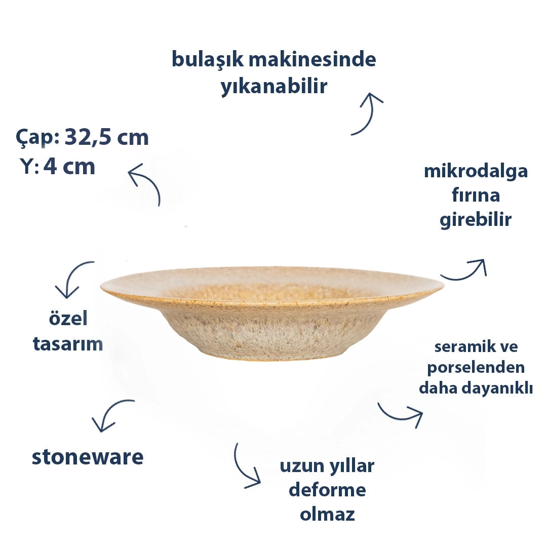 Stoneware Makarna Tabağı Sandstone