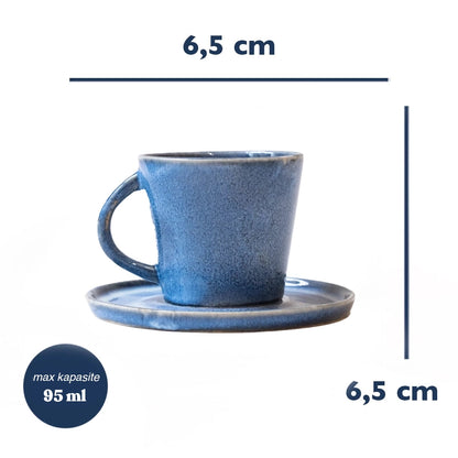 Stoneware Türk Kahvesi Fincanı - Sayfi Mavi