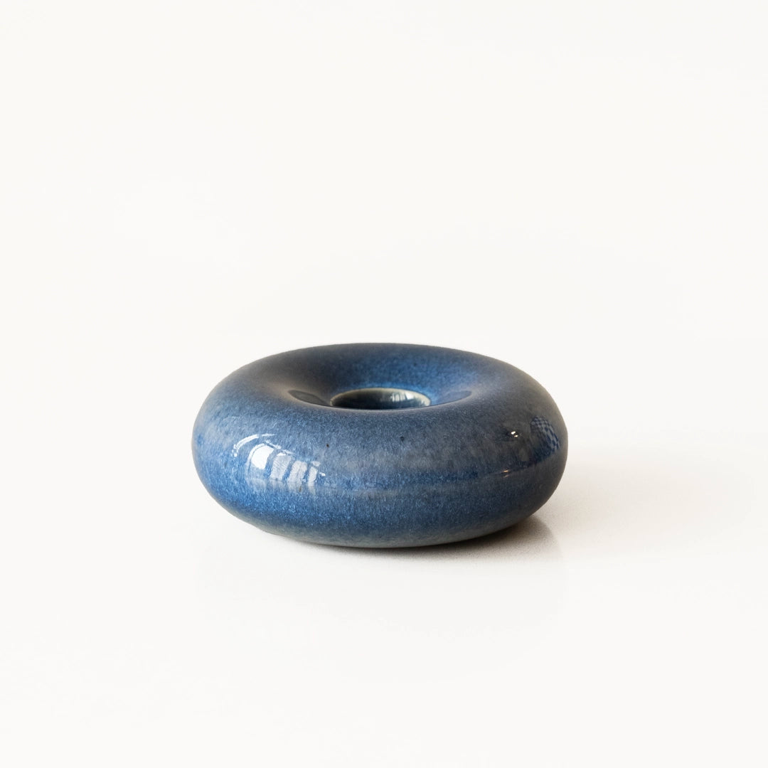Stoneware Donut Şamdan - Sayfi Mavi