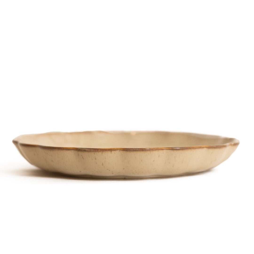 Stoneware Çiçek Derin Tabak - Sakin Taş
