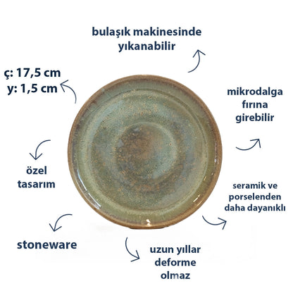 Stoneware Tatlı Tabağı - Müdavim Yeşil