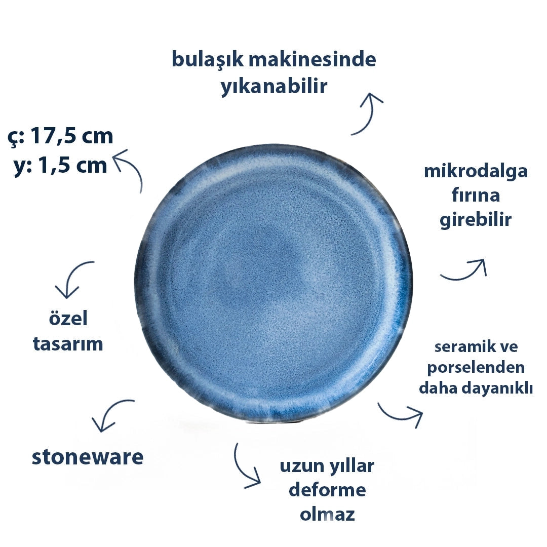 Stoneware Tatlı Tabağı - Sayfi Mavi