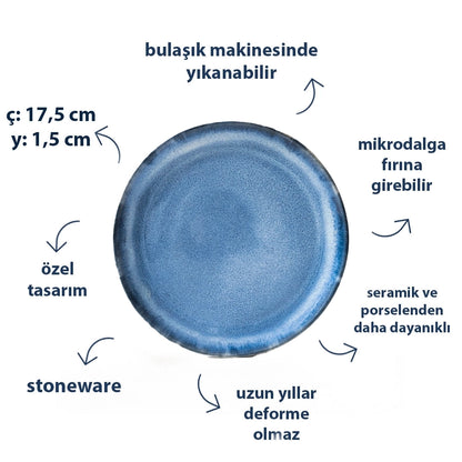 Stoneware Tatlı Tabağı - Sayfi Mavi