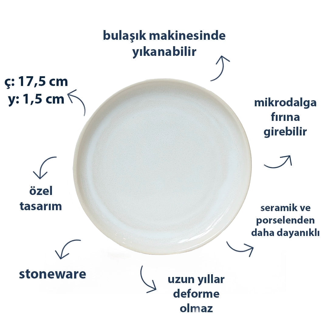 Stoneware Tatlı Tabağı - İnci Beyaz