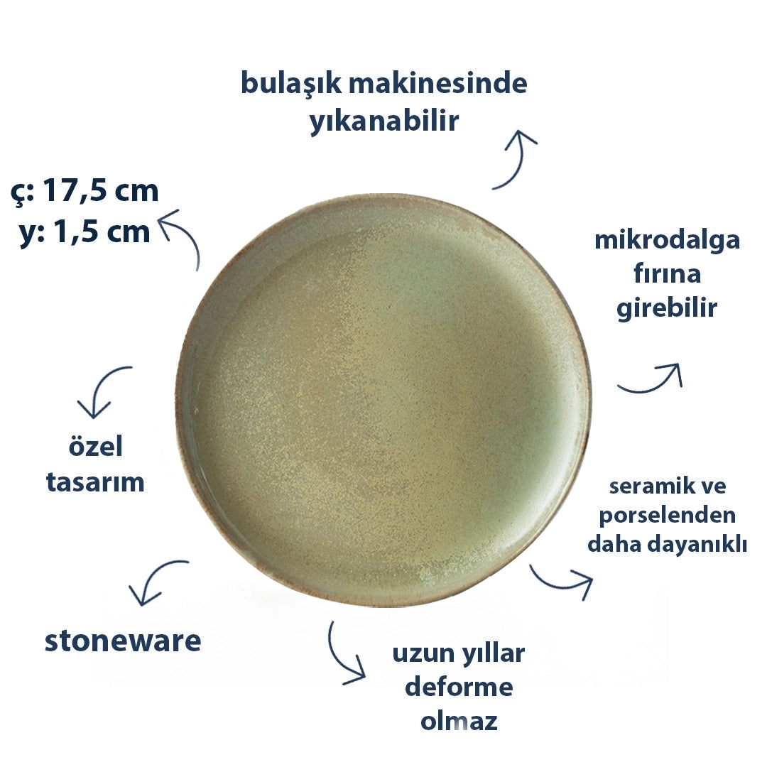 Stoneware Tatlı Tabağı - Müdavim Yeşil