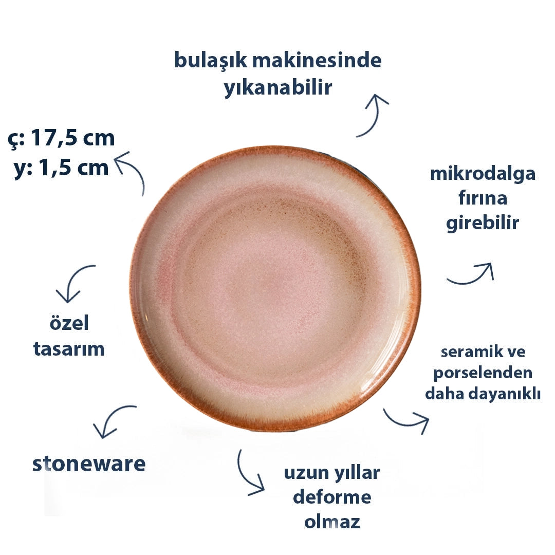 Stoneware Tatlı Tabağı - Gonca Pembe