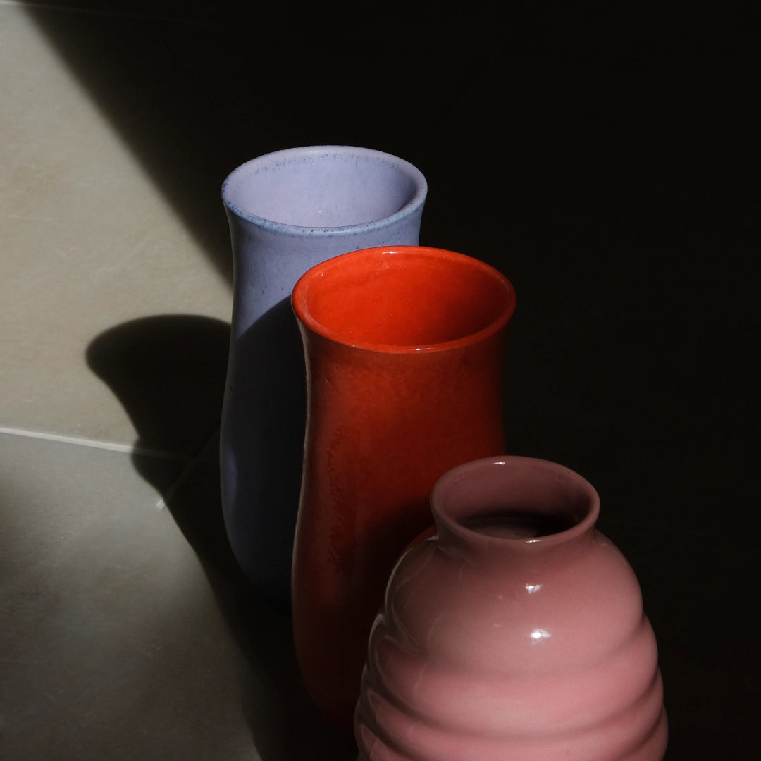 Stoneware Sütun Vazo - Mor