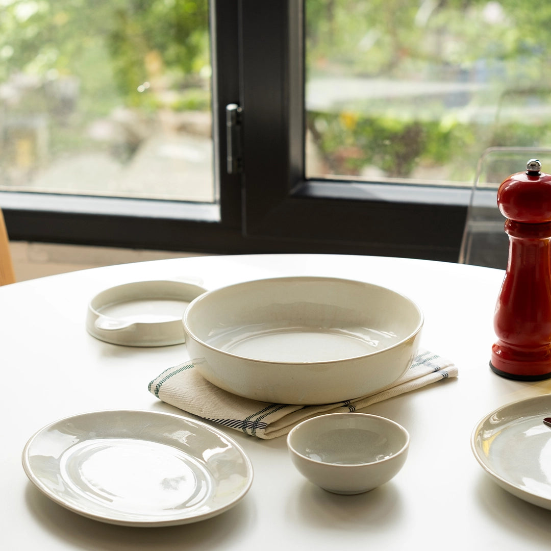 Stoneware Yayvan Bowl - İnci Beyaz