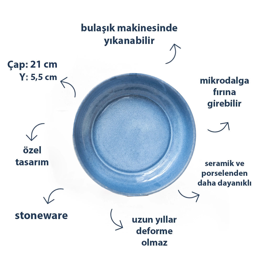 Stoneware Yayvan Bowl - Sayfi Mavi