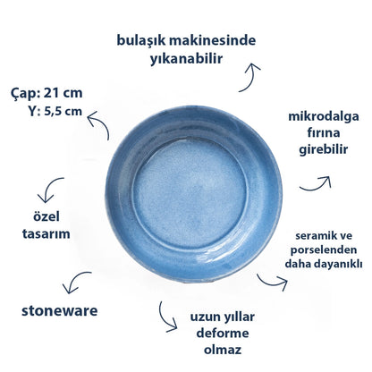 Stoneware Yayvan Bowl - Sayfi Mavi