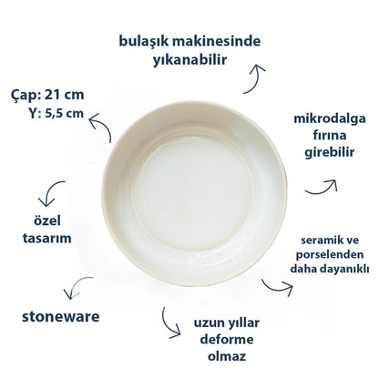 Stoneware Yayvan Bowl - İnci Beyaz