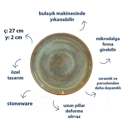 Stoneware Yemek Tabağı - Müdavim Yeşil