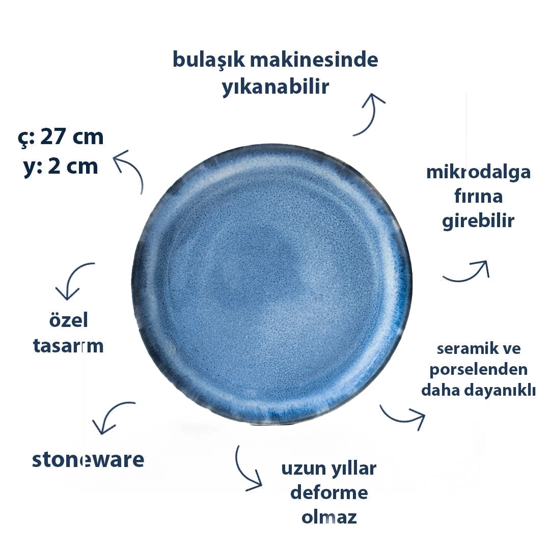 Stoneware Yemek Tabağı - Sayfi Mavi