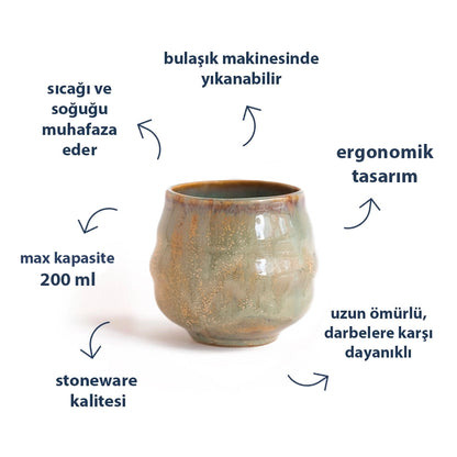 Stoneware Bardak - Müdavim Yeşil
