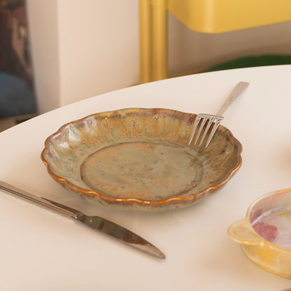 Stoneware Çiçek Derin Tabak - Müdavim Yeşil
