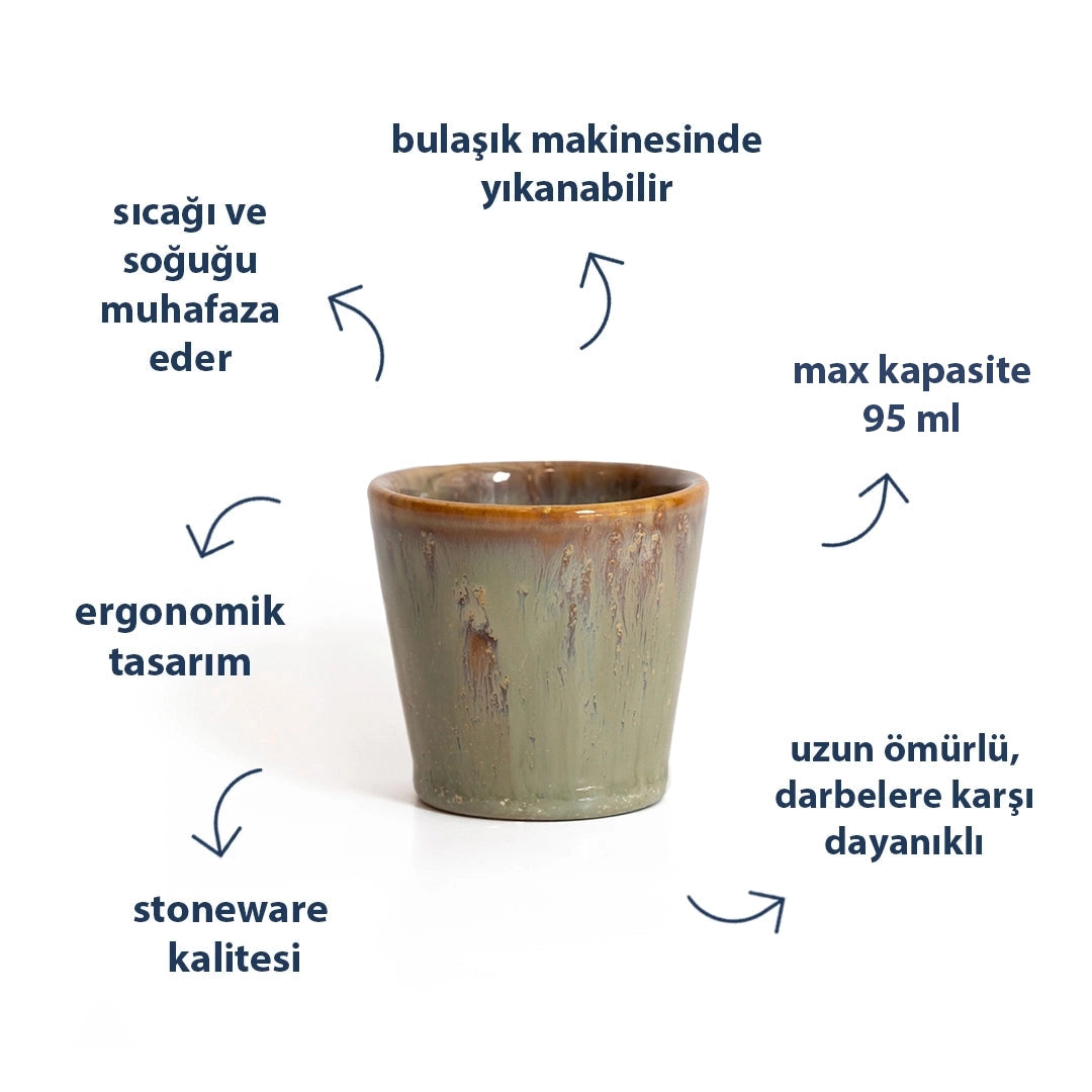 Stoneware Espresso Bardağı - Müdavim Yeşil