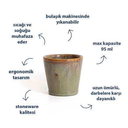 Stoneware Espresso Bardağı - Müdavim Yeşil