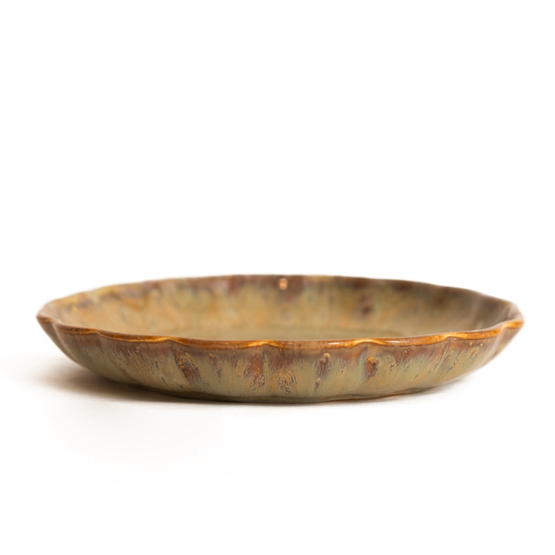 Stoneware Çiçek Derin Tabak - Müdavim Yeşil