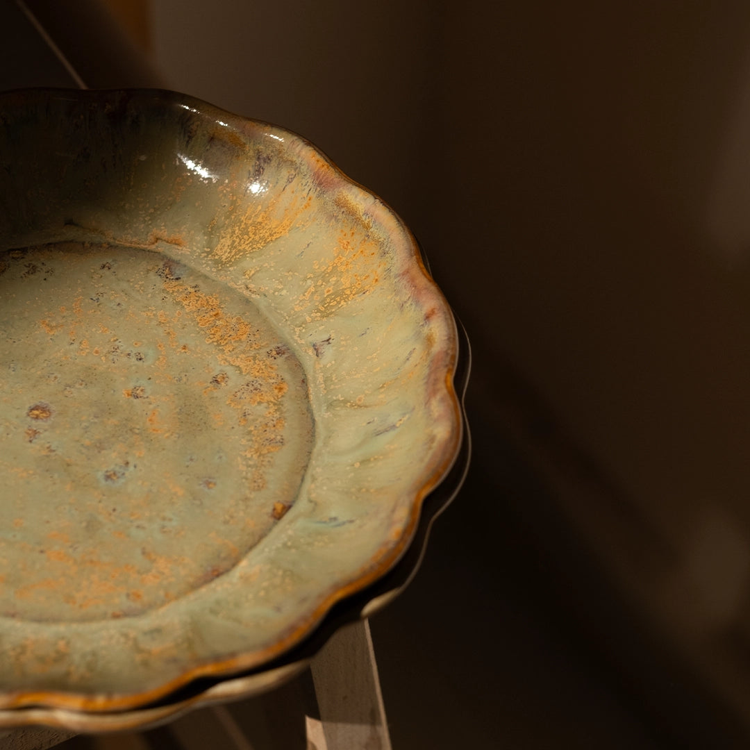 Stoneware Çiçek Derin Tabak - Müdavim Yeşil