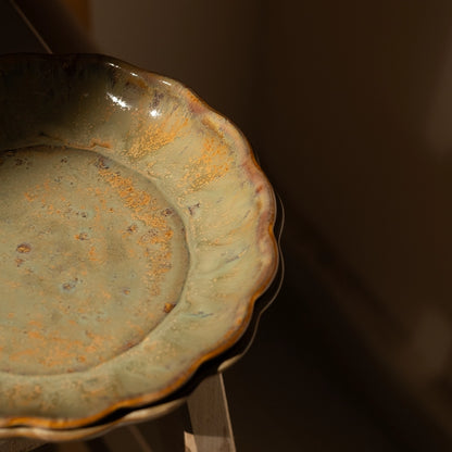 Stoneware Çiçek Derin Tabak - Müdavim Yeşil