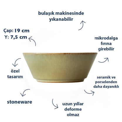 Stoneware Derin Bowl - Müdavim Yeşil