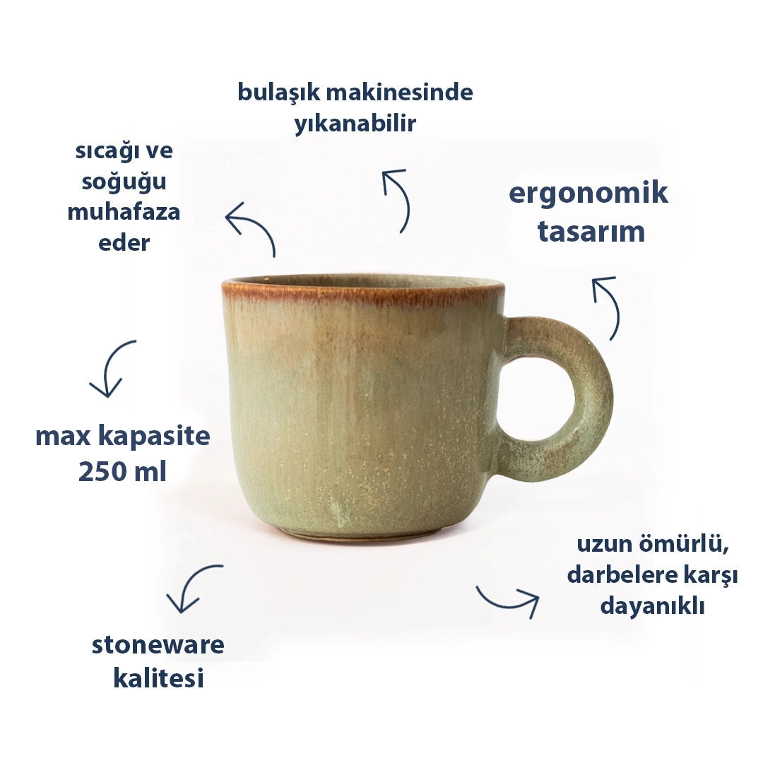 Stoneware Kupa - Müdavim Yeşil