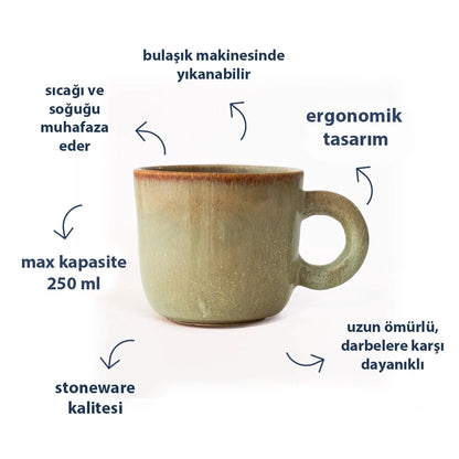 Stoneware Kupa - Müdavim Yeşil