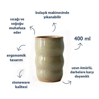 Stoneware Lungo Bardak - Müdavim Yeşil