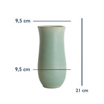 Stoneware Sütun Vazo - Su Yeşili