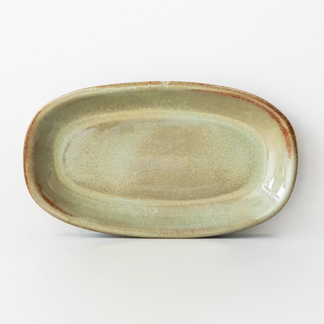 Stoneware Büyük Kayık Tabak - Müdavim Yeşil