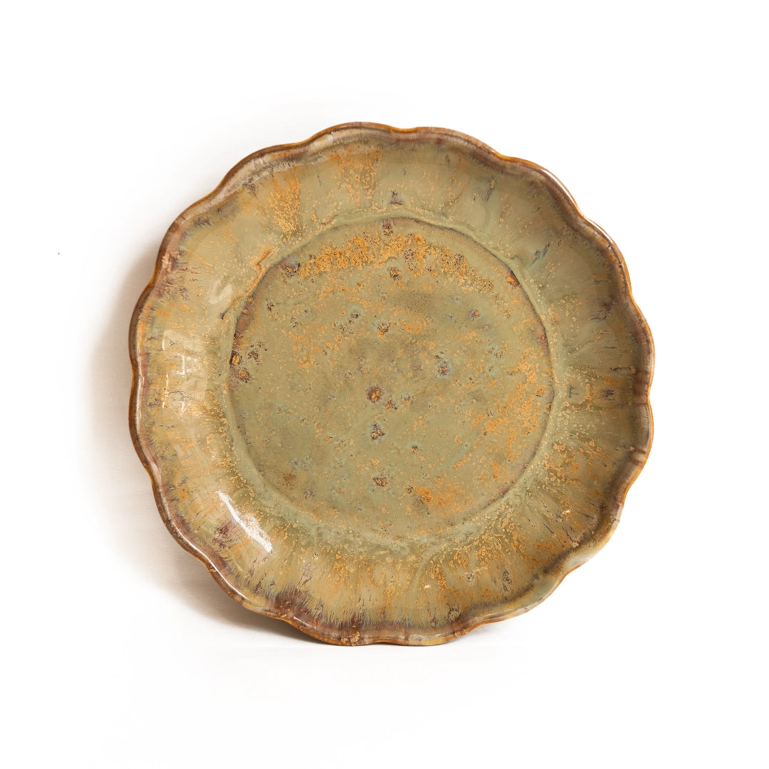 Stoneware Çiçek Derin Tabak - Müdavim Yeşil