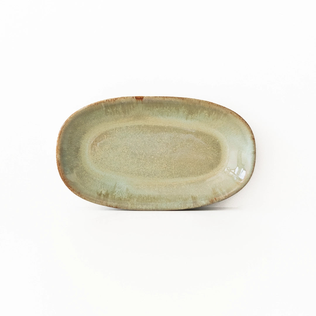 Stoneware Küçük Kayık Tabak - Müdavim Yeşil