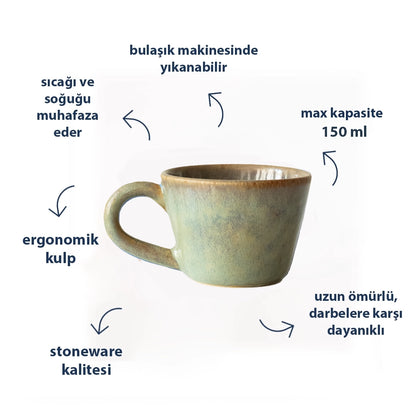 Stoneware Küçük Boy Kupa - Müdavim Yeşil