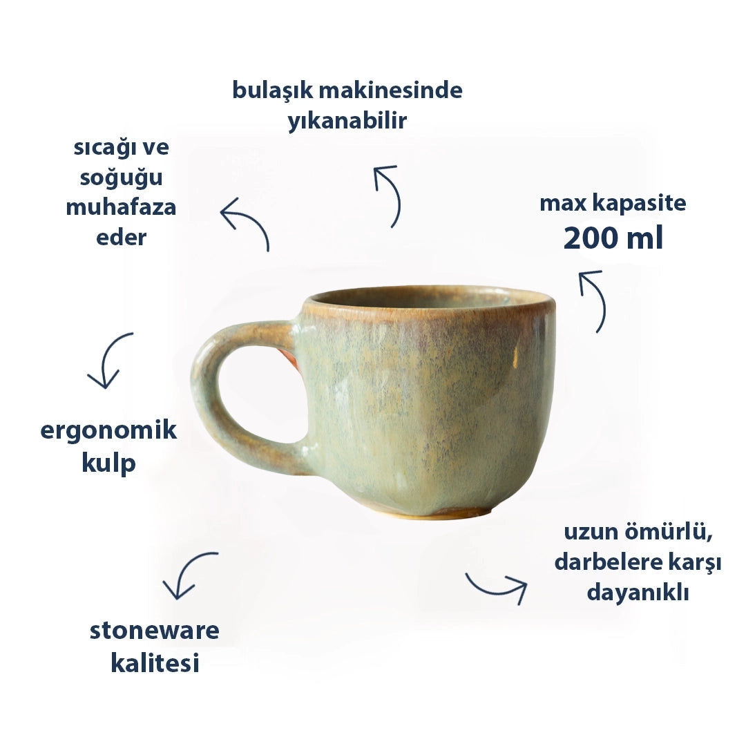 Stoneware Orta Boy Kupa - Müdavim Yeşil